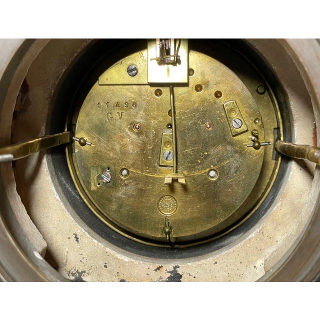 Heavy Antique 19th Century R. Stuart Egyptian Revival Marble Bronze Mantle Clock For Sale - Image 16 of 16