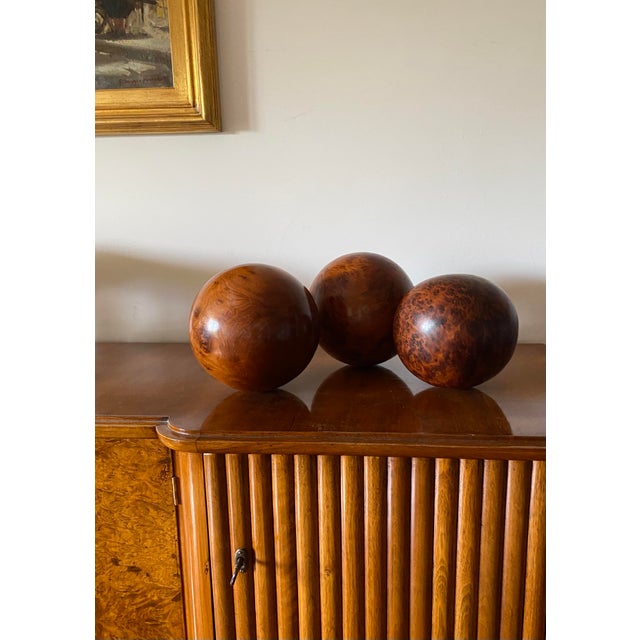 Set of 3 Wooden Spherical Sculptures, France 1960s For Sale - Image 4 of 13