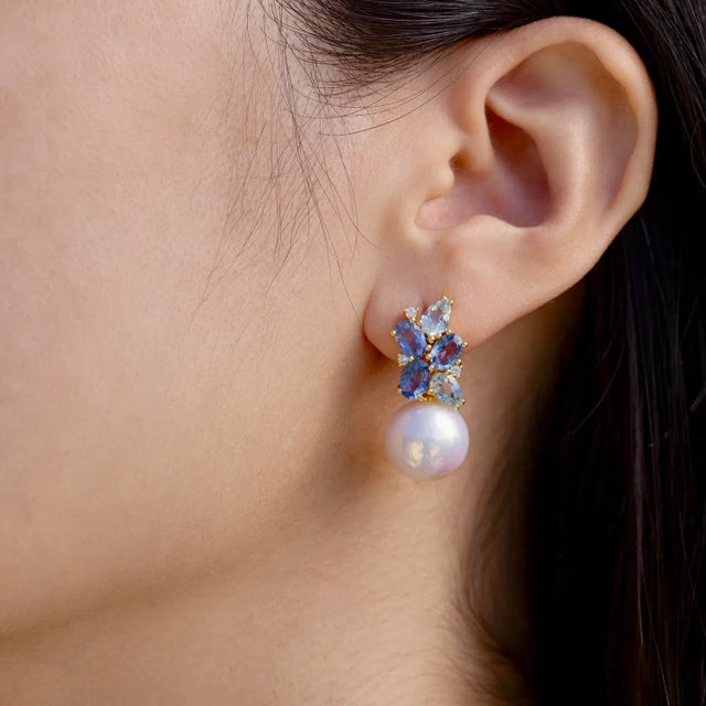 14K Yellow Gold 6 Pieces 4 x 6 mm Sapphire｜Conflower Blue｜Oval Sapphire CTW: 3.60 4 Pieces 4 x 6 mm Aquamarine｜Sky...