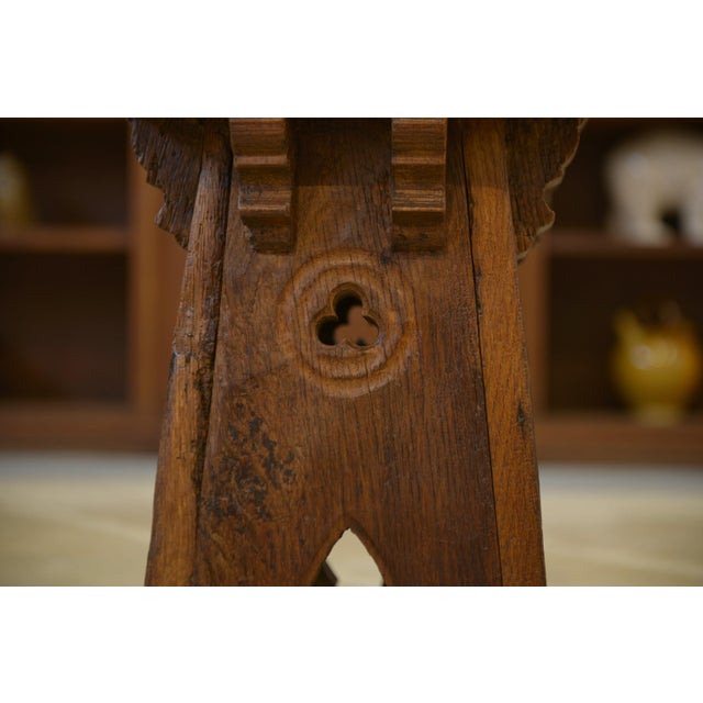 Early 20th Century Brutalist Oak Stool, 1950s, in Very Good conditions. Designed 1950 to 1959