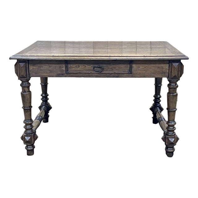 Oak Office Table with Drawer, 1930s For Sale