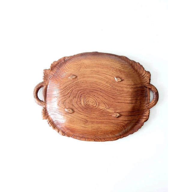 Brown Vintage Decorative Cast Wood Leaf Bowl For Sale - Image 8 of 10