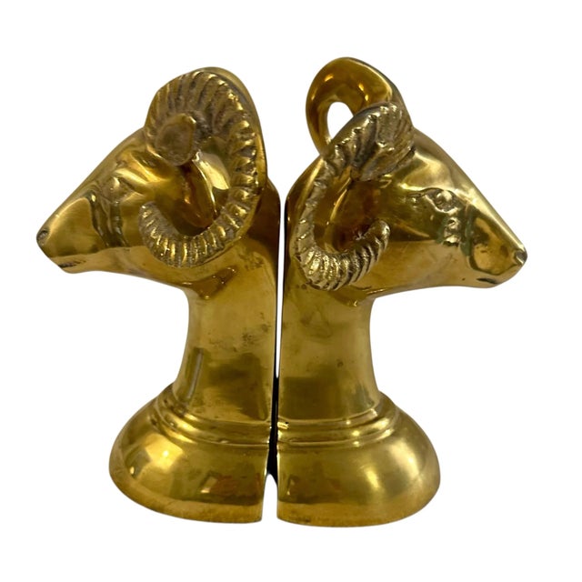 Vintage Brass Rams Head Bookends - A Pair For Sale - Image 12 of 12