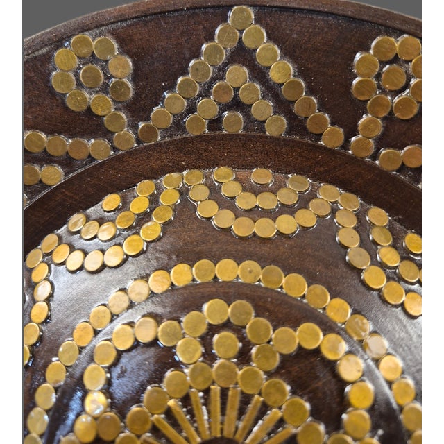 Polish Folk Art Tatra Mountain Wood With Brass Inlay Decorative Dish For Sale - Image 9 of 10