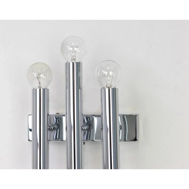 Italian Chrome Wall Sconces in the Style of Sciolari, 1970s, Set of 2 For Sale - Image 3 of 5