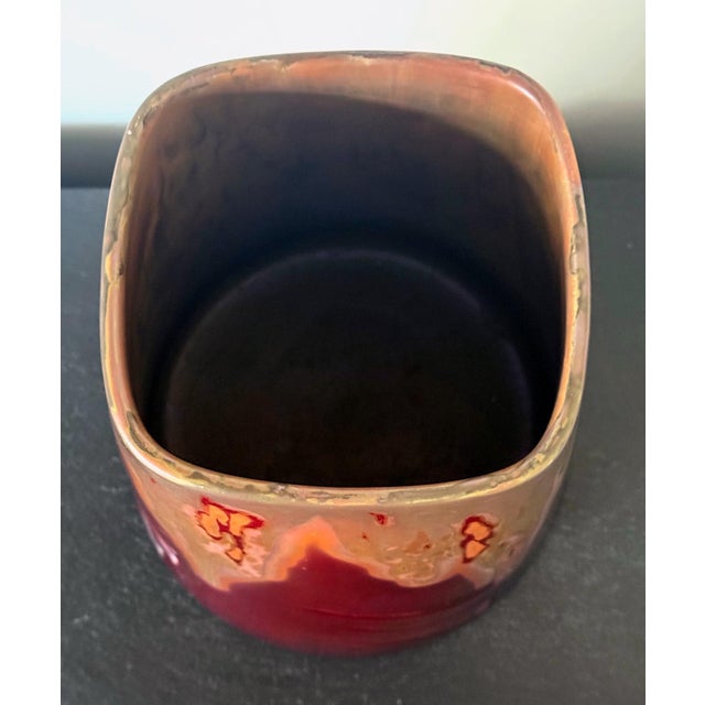 Orange Large French Ceramic Vase with Iridescent Glaze by Clement Massier For Sale - Image 8 of 18