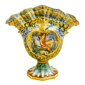 19th Century Italian Faience Tulipiere Vase by Angelo Minghetti