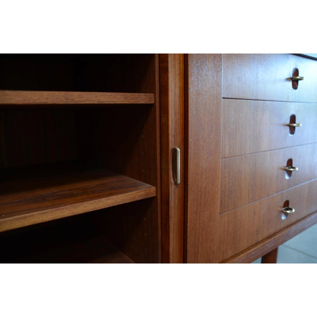 Vintage Danish Teak & Brass Sideboard with Tambour Doors by Ejnar Larsen & Aksel Bender for Næstved Møbelfabrik For Sale - Image 16 of 18