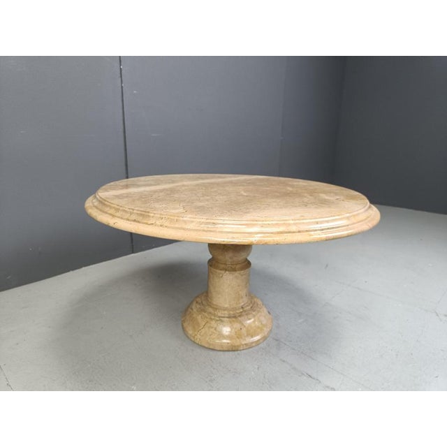 Beige Vintage Italian Round Marble Coffee Table, 1960s For Sale - Image 8 of 11