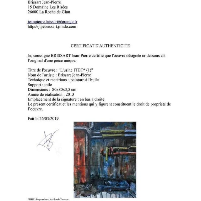 Jean-Pierre Brissart, Usine ITDT 1, 2013, Oil on Canvas For Sale - Image 4 of 5