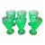 1930s Art Deco Green Pressed Uranium Vaseline Glass Goblets - Set of 6 For Sale