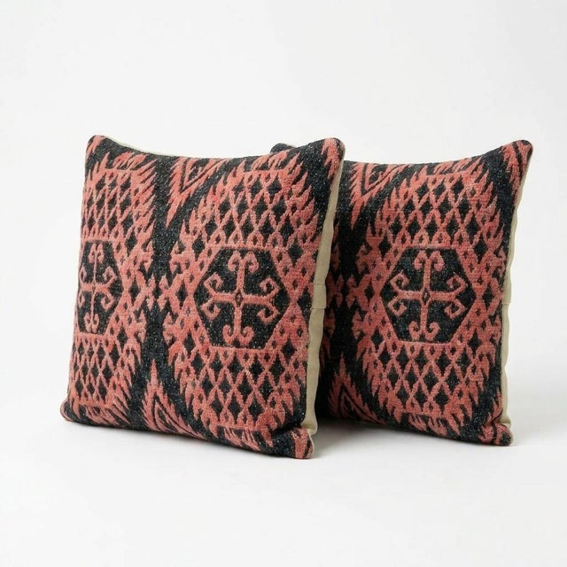 This beautiful 15'' x 16'' Turkish Kilim pillow cover set was made from authentic handwoven flatweave kilim. The...