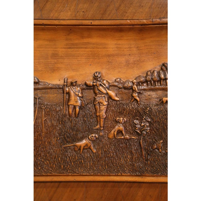 Wood 19th Century French Black Forest Carved Walnut Hunt Scene Wall Panel For Sale - Image 7 of 11