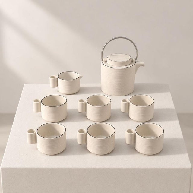 Elegant Italian tea set from the 1970s belonging to the Gresline series, designed by Ambrogio Pozzi (1931–2012) for...