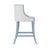 Contemporary Matthew Izzo Home Keaton Matte Light Blue Lacquer Klismos Leg Counter Stool With White Performance Linen and Brass Foot Rail For Sale - Image 3 of 6