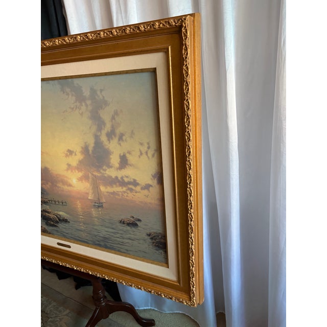 Gold 1990s Thomas Kinkade "Sea of Tranquility" Gallery Proof (G/P) Canvas – Rare Gold Seal For Sale - Image 8 of 12