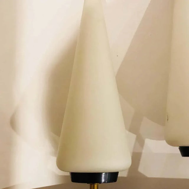 1960s 1960s French Teak and Brass Three Light Wall Lamps - a Pair For Sale - Image 5 of 8