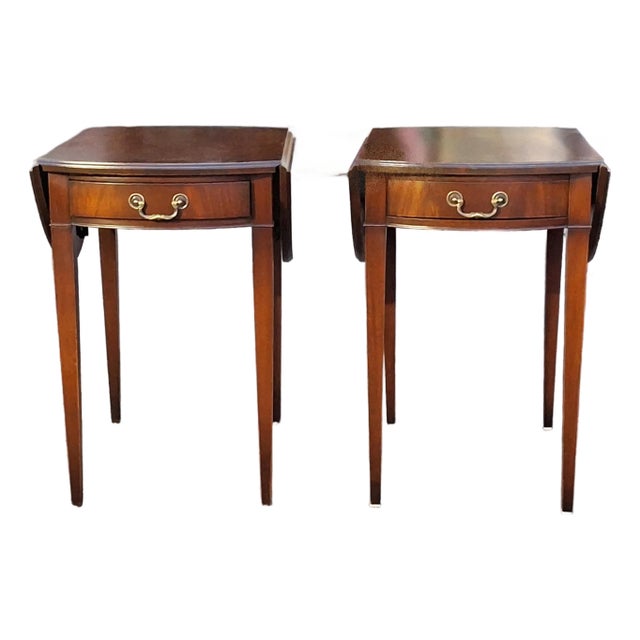 Pair 1940s Imperial Grand Rapids Genuine Mahogany Pembroke Tables, Refinished For Sale