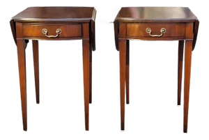 Pair 1940s Imperial Grand Rapids Genuine Mahogany Pembroke Tables, Refinished