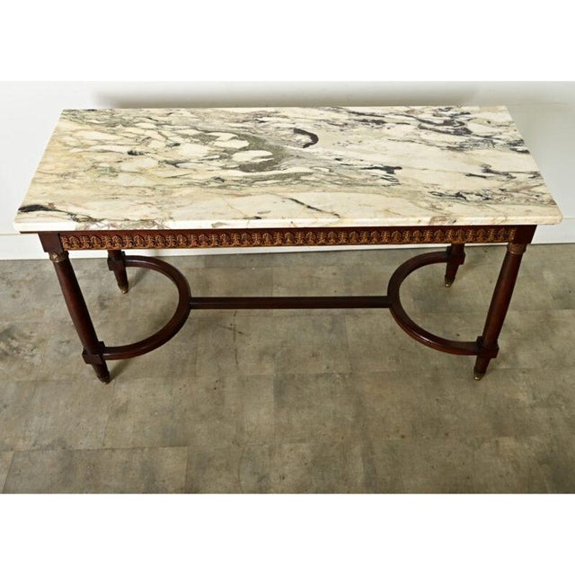 French 19th Century Louis XVI Style Mahogany & Marble Center Table For Sale In Baton Rouge - Image 6 of 12