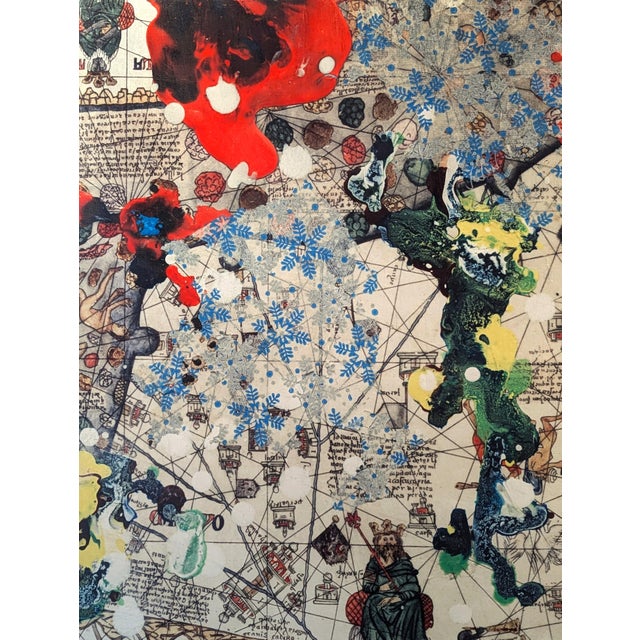 2010s Michael Macedo Meazell "Untitled (Around the World)" Modern Medieval Map Inspired Work on Aluminum, 2012 For Sale - Image 5 of 11