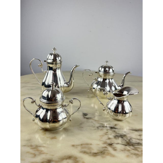 Metal Tea Set in 800 Silver, 1980s, Set of 4 For Sale - Image 7 of 7