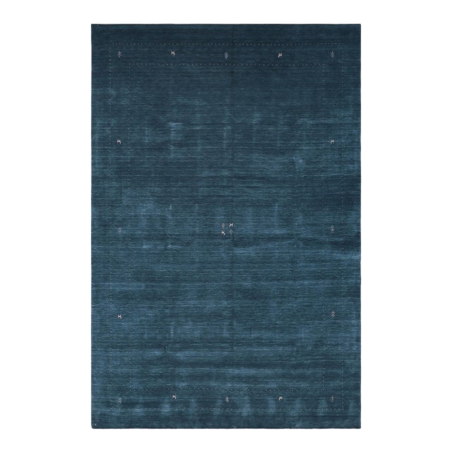 Modern Gabbeh Blue/Ivory Wool Rug - 9'9'' X 13'9'' For Sale