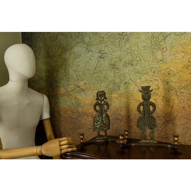 Scandinavian Brass Figural Wall Candleholders, 1970s, Set of 2 For Sale - Image 4 of 18