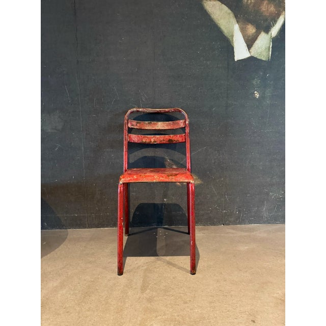 Red Red Garden Chairs from Tolix, 1950s, Set of 4 For Sale - Image 8 of 9