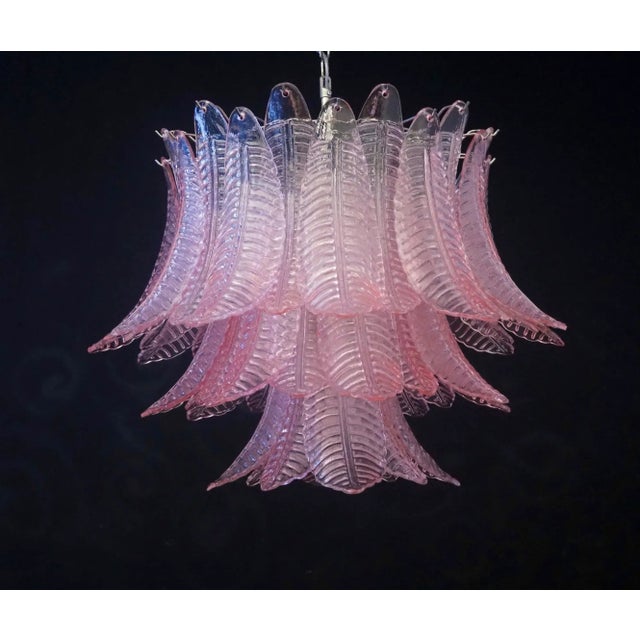 ORIGINAL MURANO GLASS AVAILABLE IN OTHER COLORS Beautiful and huge Italian Murano Chandelier composed by 48 splendid pink...