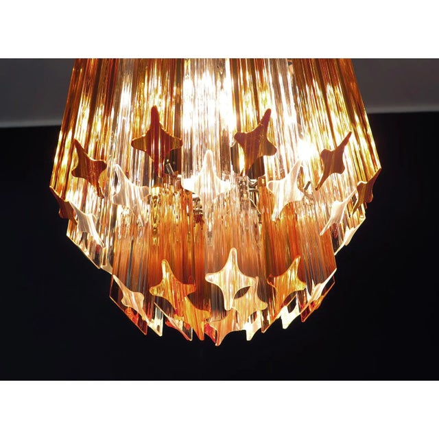 Goldenrod Vintage Italian Glass Quadriedri Chandelier, 1982 For Sale - Image 8 of 15