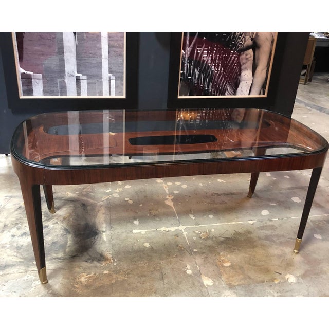 Dining or conference table by Paolo Buffa (1903–1970 Milan, Italy) . Manufactured by Serafino Arrighi, Cantù, 1940s: glass...