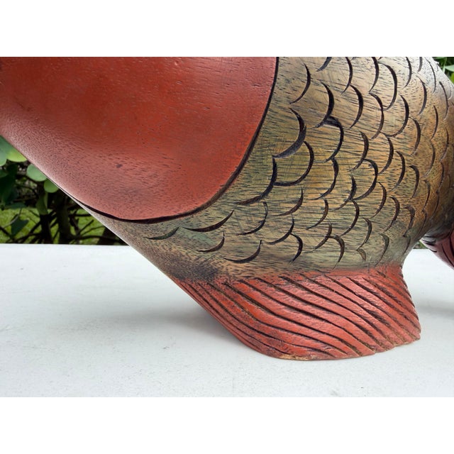 Vintage Hand-Carved Folk Art Fish Sculpture For Sale - Image 9 of 12