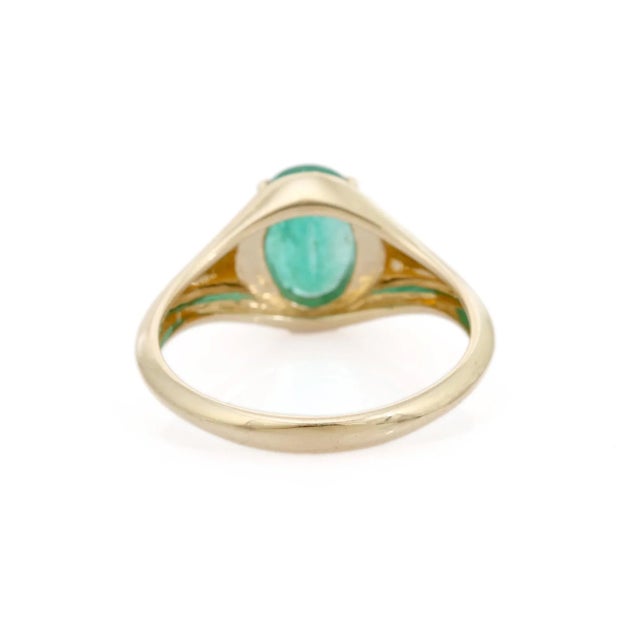 Vintage Style Oval Emerald Chunky Statement Ring Size 6.5 For Sale - Image 10 of 14