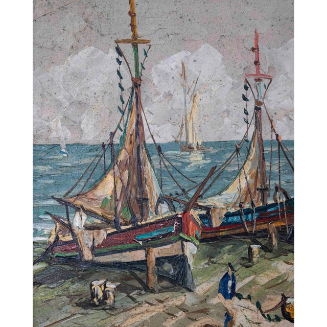 Gray Mid 20th Century Vaniscotte, Northern Coastal View, Oil on Canvas For Sale - Image 8 of 11