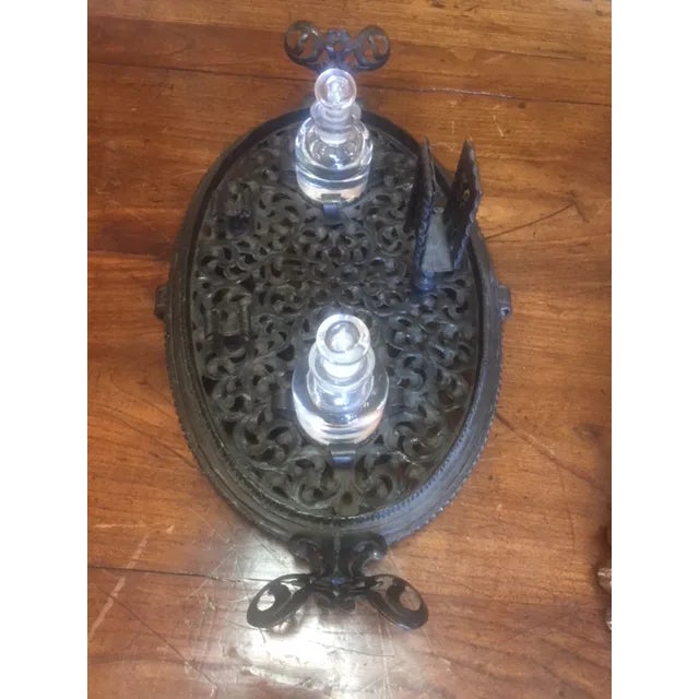 Metal 1900's European Wrought Iron Inkwell For Sale - Image 7 of 11
