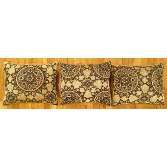 Textile 1960 Decorative Vintage American Tapestry Pillows with Circles Design - Set of 3 For Sale - Image 7 of 12