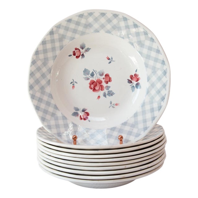 Vintage Deep Plates in Digoin Earthenware, 1960s, Set of 10 For Sale