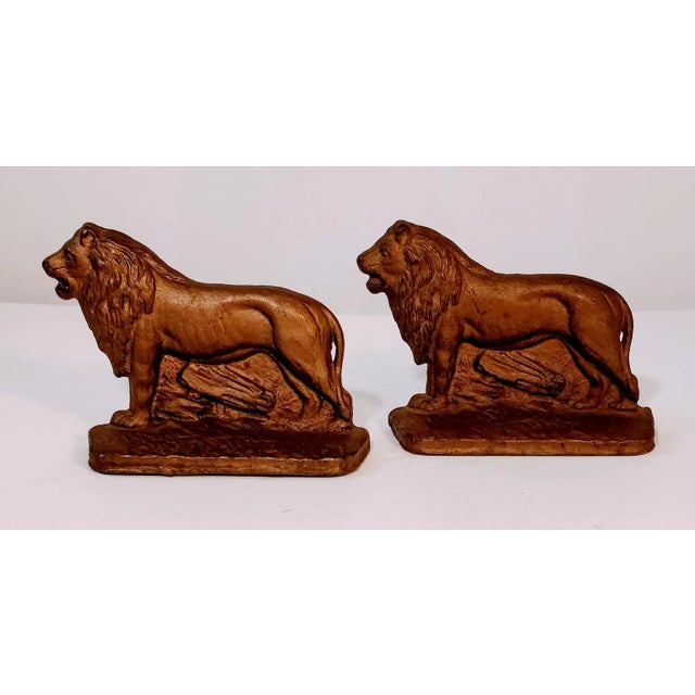 Metal Ac Williams Cast Iron Lion Bookends For Sale - Image 7 of 7