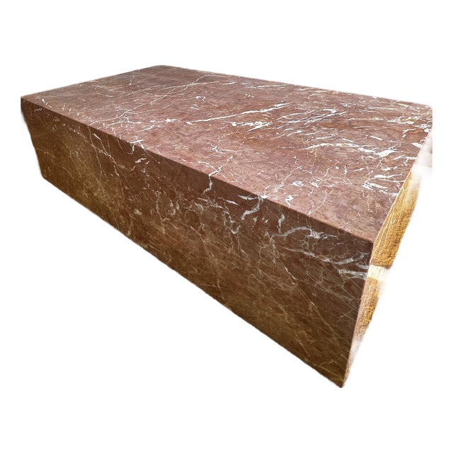 Modern Coral Red Marble Plinth For Sale