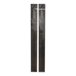 Pair Art Deco Architectural Black Glass Panels For Sale
