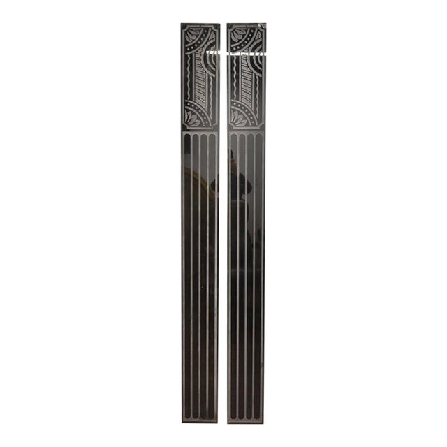 Pair Art Deco Architectural Black Glass Panels For Sale