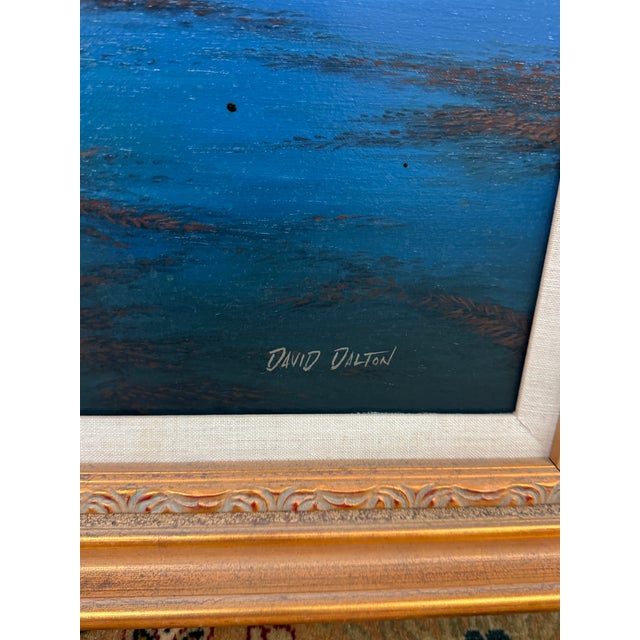 Blue David Dalton Monterey Bay Cove Oil Painting, Signed For Sale - Image 8 of 12