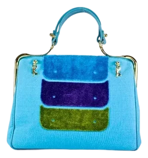 Late 20th Century Roberta DI Camerino Blue Linen Handbag