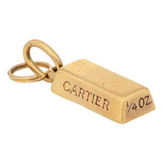 1970s Vintage Cartier 1/4 Oz Gold Bar Ingot Pendant Charm 18k Yellow Gold Signed For Sale