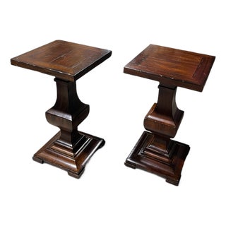 Bernhardt Solid Wood Architectural Pedestal Side Tables – Pair For Sale
