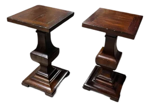 Bernhardt Solid Wood Architectural Pedestal Side Tables – Pair