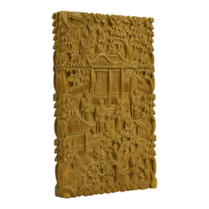 Antique 19th Century Hand Carved Chinese Intricate Canton Wooden Card Case