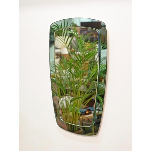 Vintage Rectangular Turquoise Beveled Mirror by Cristal Art, Italy, 1960s For Sale - Image 4 of 16