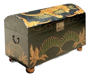 Vintage Crackle Finish Lounging Tiger Trunk